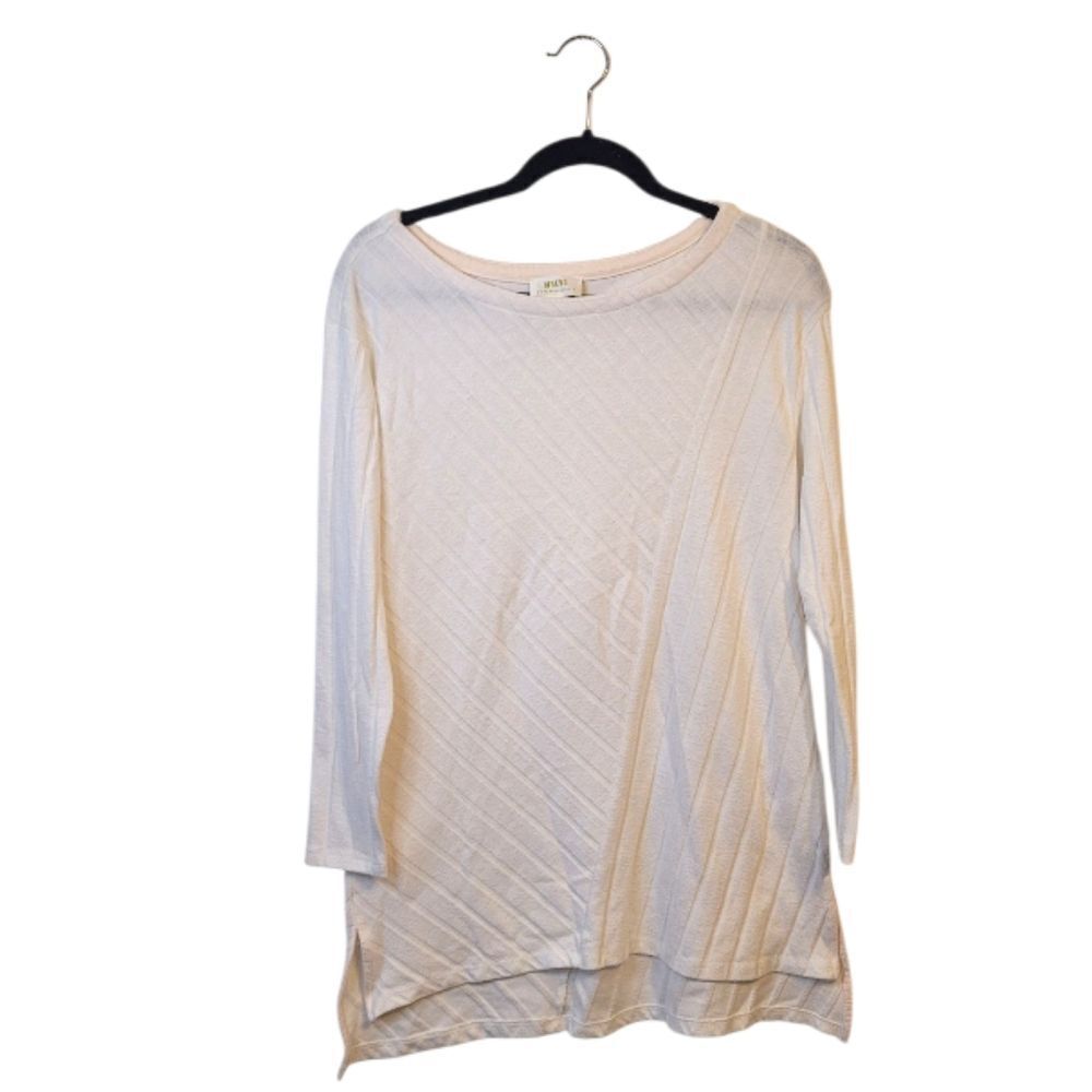 Maeve Anthropologie White Cozy Stripe Blouse Size M